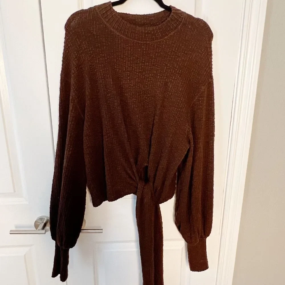 FREE PEOPLE FP Beach Gulfport Pullover Sweatshirt Sweater Size XS Brown